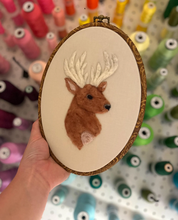 Needle Felted Deer Embroidery Hoop | Cottagecore Wall Decor